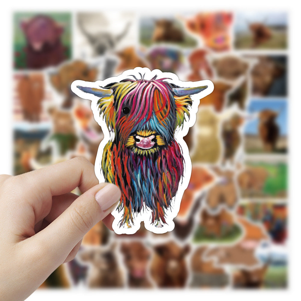 50 PCS Waterproof Scottish Highland Cow Stickers