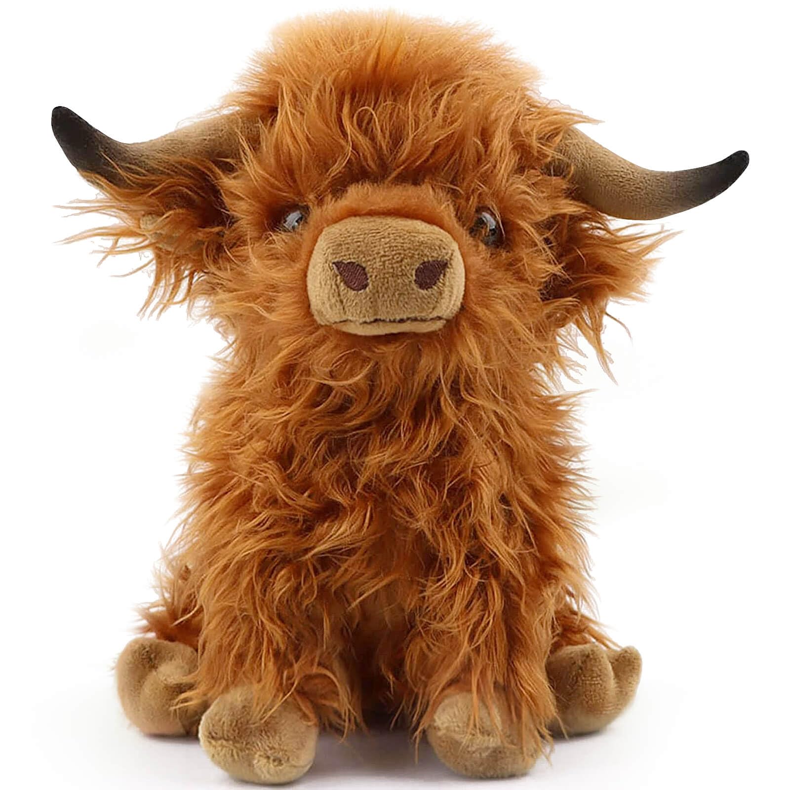 Scottish Highland Cow Plush Cute Realistic Cow Stuffed Animals Soft Farm Plushie Toy Highland Cow Accompany Plush Toy Birthday Gifts for Kids Adults