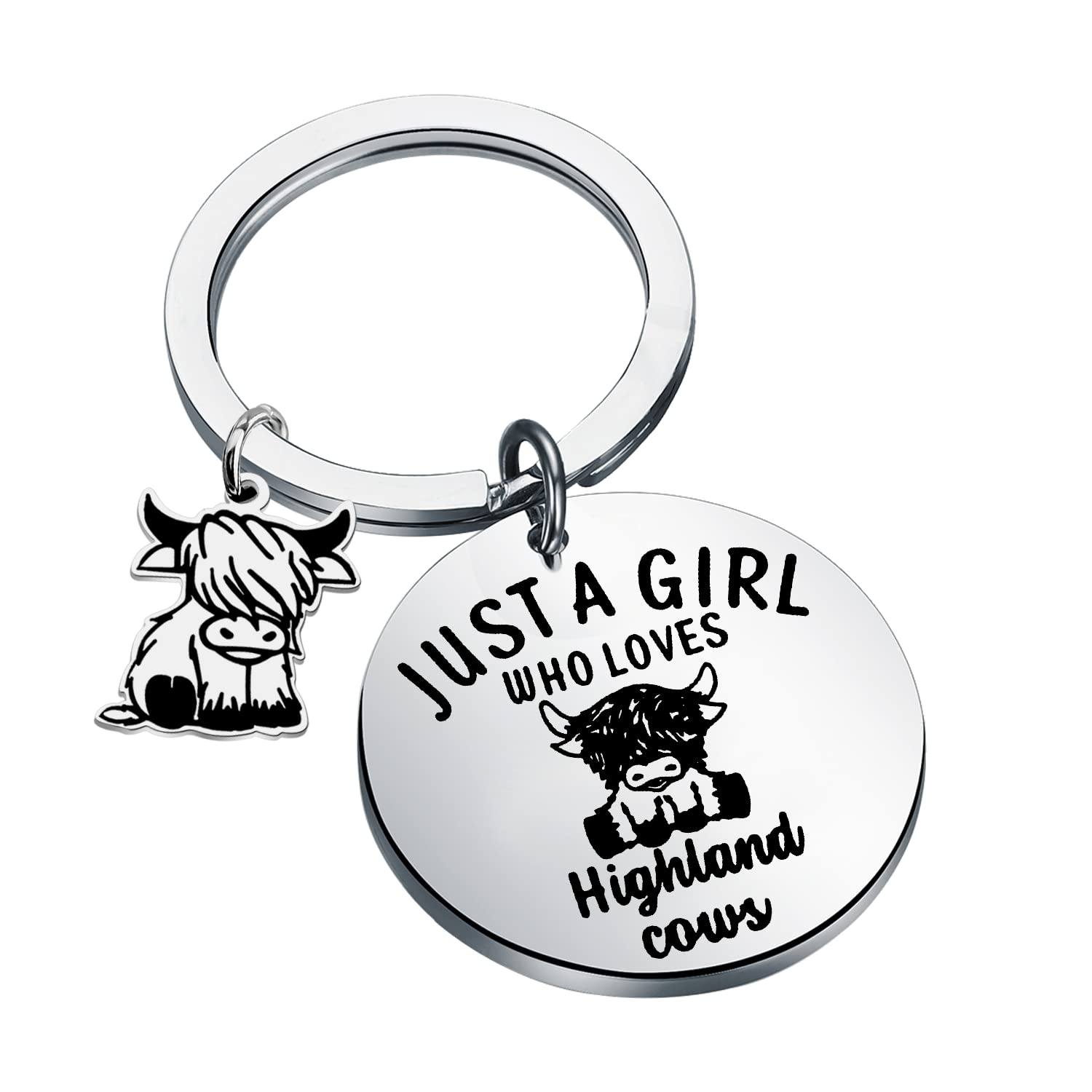 BLEOUK Scottish Highland Cow Keychain Highland Cow Lover Gift Farm Gift Just a Girl Who Loves Highland Cows Jewelry (Highland cows KR)