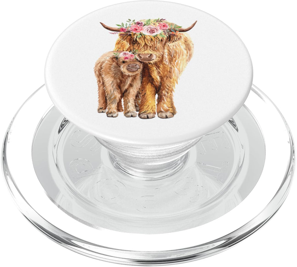 Cute Highland Cow Face - Scottish Cow PopSockets PopGrip: Swappable Grip for Phones & Tablets PopSockets PopGrip for MagSafe