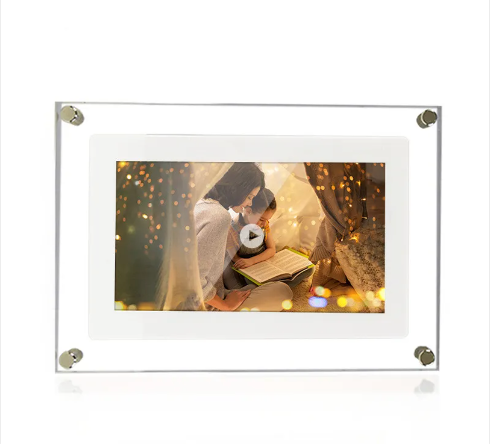 Acrylic Digital Photo Frame with Video Playback & 1GB Storage – Battery & USB-C Compatible