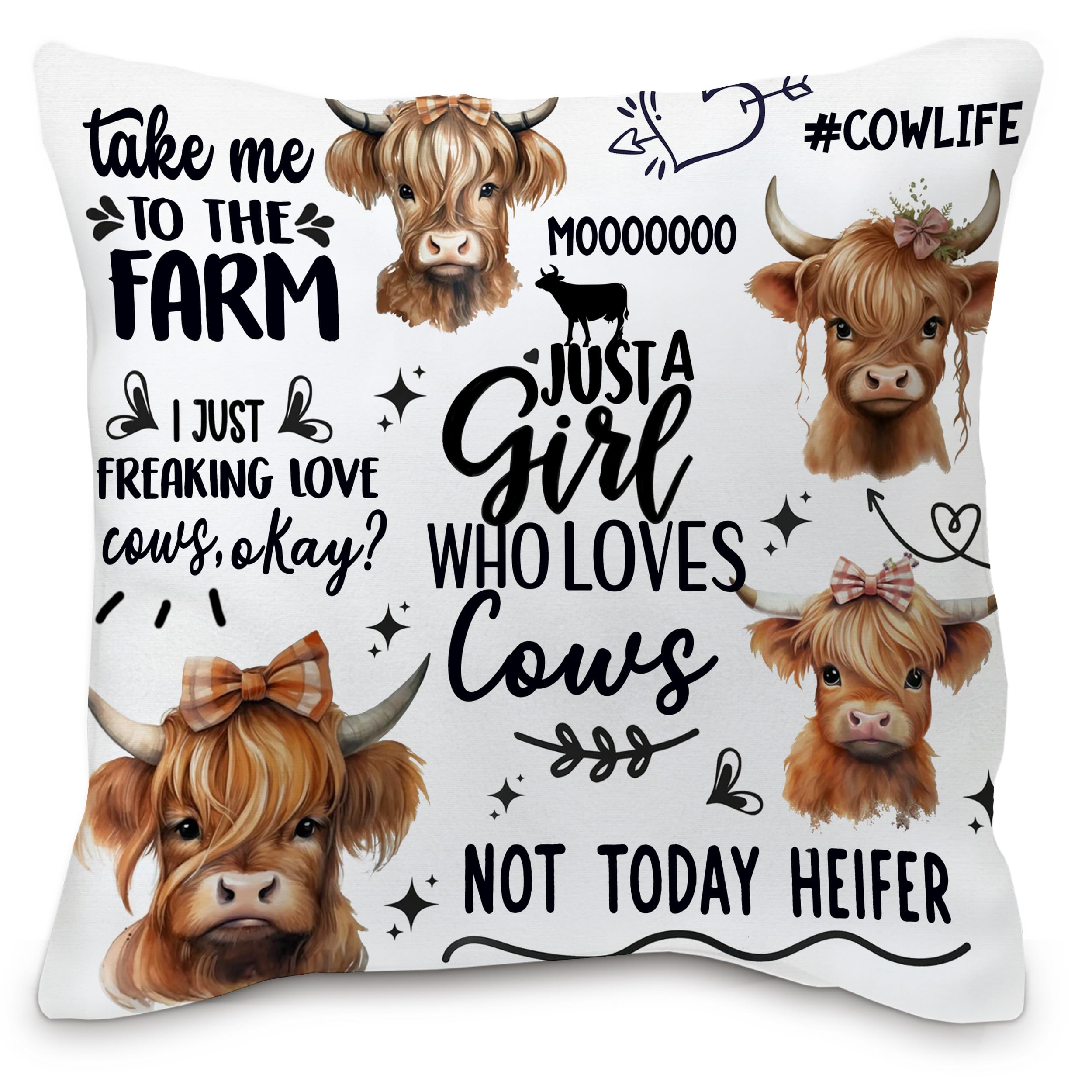 Nvotell Highland Cow Pillow Covers - Highland Cow Pillow Cases Highland Cow Throw Pillow Covers 18x18 Highland Cow Decoration Pillow Covers for Home Decor